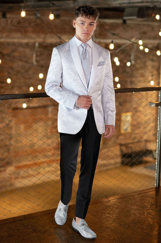 White/Silver Paisley Tuxedo #172